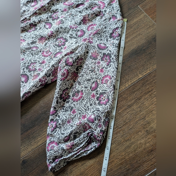 Boho Tunic Popover Floral Artsy 3/4 Sleeve Casual Womens Medium Relaxed Roll Tab - Picture 9 of 10